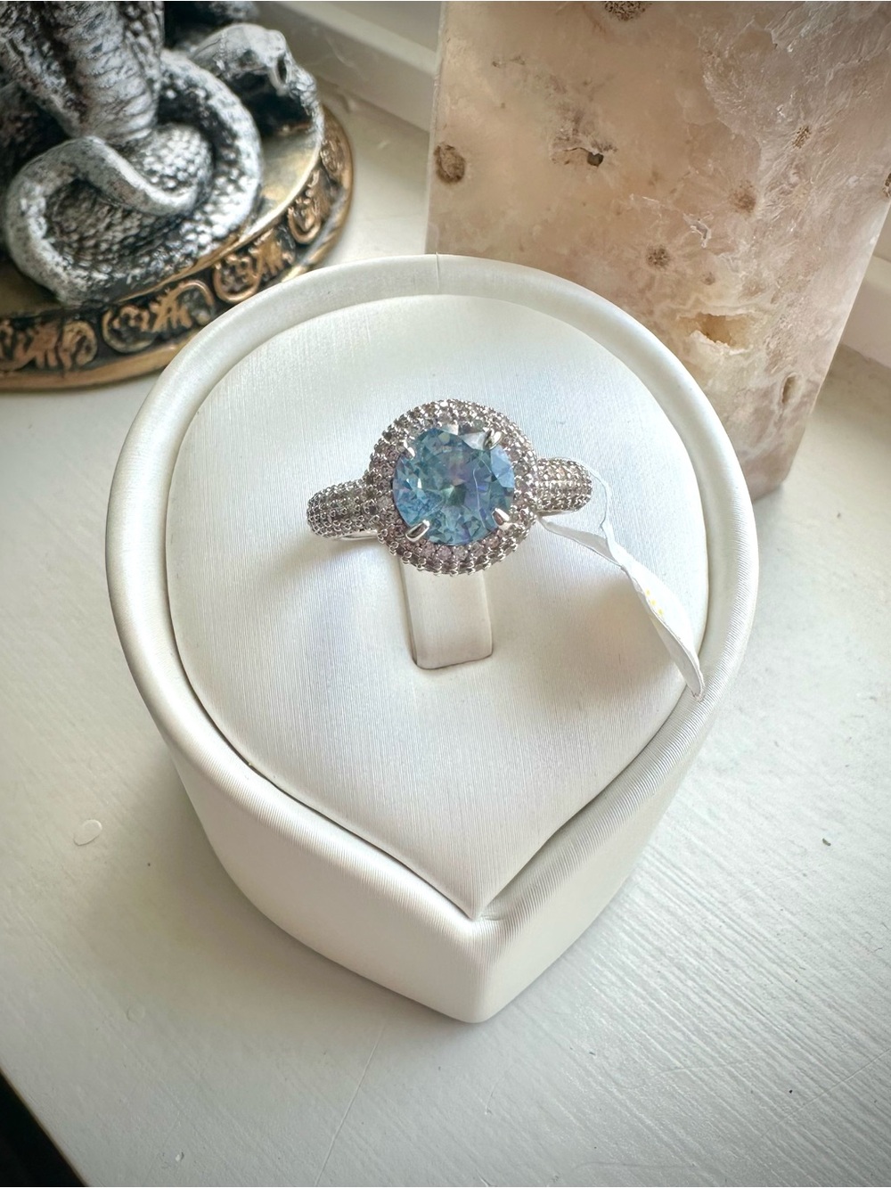 NFS Bomb Party Ring Size 7 RG76595 “Admiring You” LC Aquamarine Spinel Rhodium